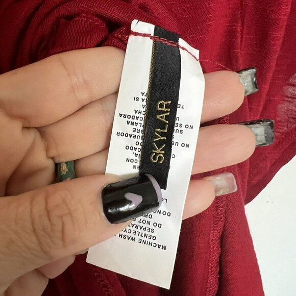 NWOT Jeans By Buffalo Crochet at back RED tunic top SMALLL dolman sleeves flowy - Picture 7 of 8